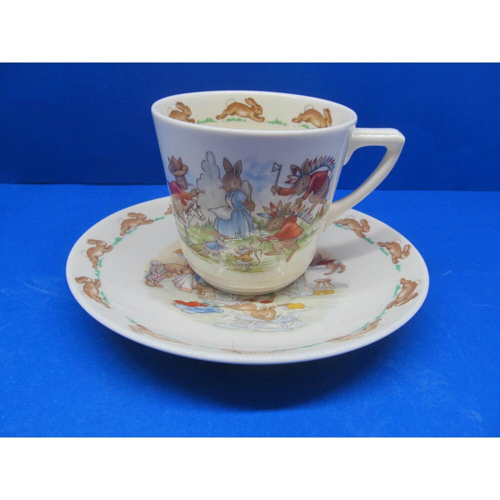 Royal Doulton Bunnykins Golden Jubilee 1984 Cereal Bowl Cup And Saucer Excellent